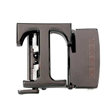 Hemener Men T Letter Metal Auto Grip Black Glossy Buckle
