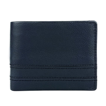 Hemener Men Blue Genuine Leather Wallet