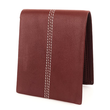 Hemener Men Cherry Brown Genuine Leather Wallet
