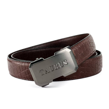 Hemener Men Taurus Zodiac Buckle Genuine Leather Belt
