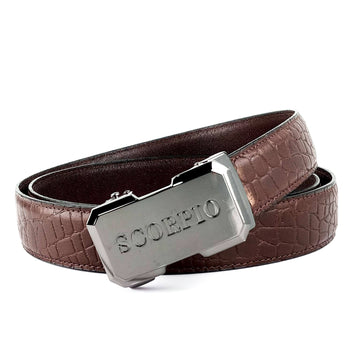 Hemener Men Scorpio Zodiac Buckle Genuine Leather Belt