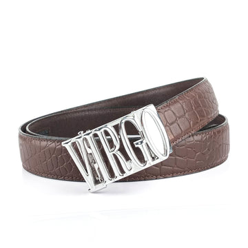 Hemener Men Virgo Zodiac Buckle Genuine Leather Belt