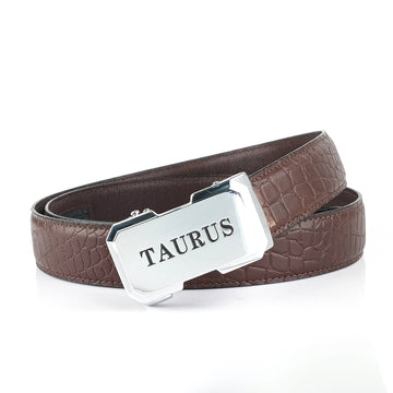 Hemener Men Taurus Zodiac Buckle Genuine Leather Belt