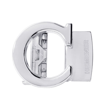 Hemener Men C Letter Metal Auto Grip Silver Glossy Buckle