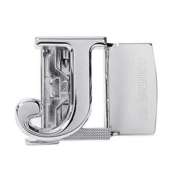 Hemener Men J Letter Metal Auto Grip Silver Glossy Buckle