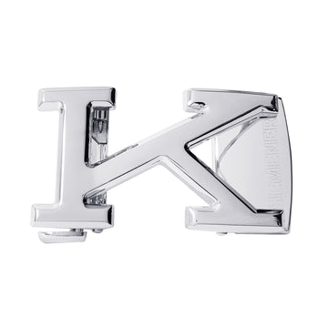 Hemener Men K Letter Metal Auto Grip Silver Glossy Buckle