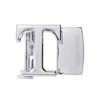 Hemener Men T Letter Metal Auto Grip Silver Glossy Buckle