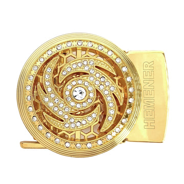 Hemener Men Metal Auto Grip Golden Glossy Rotating Buckle