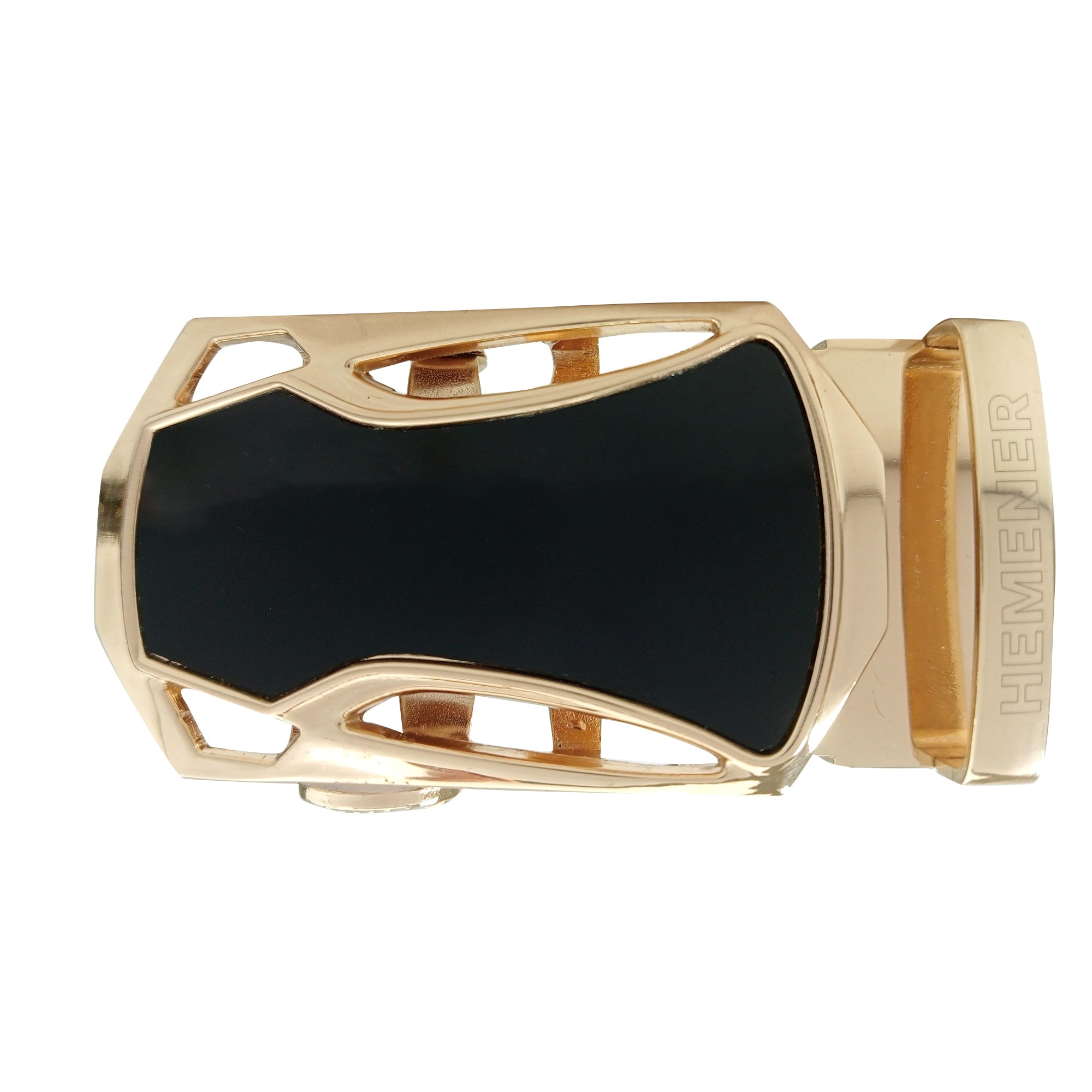 Hemener Men Metal Auto Grip Golden Glossy Buckle