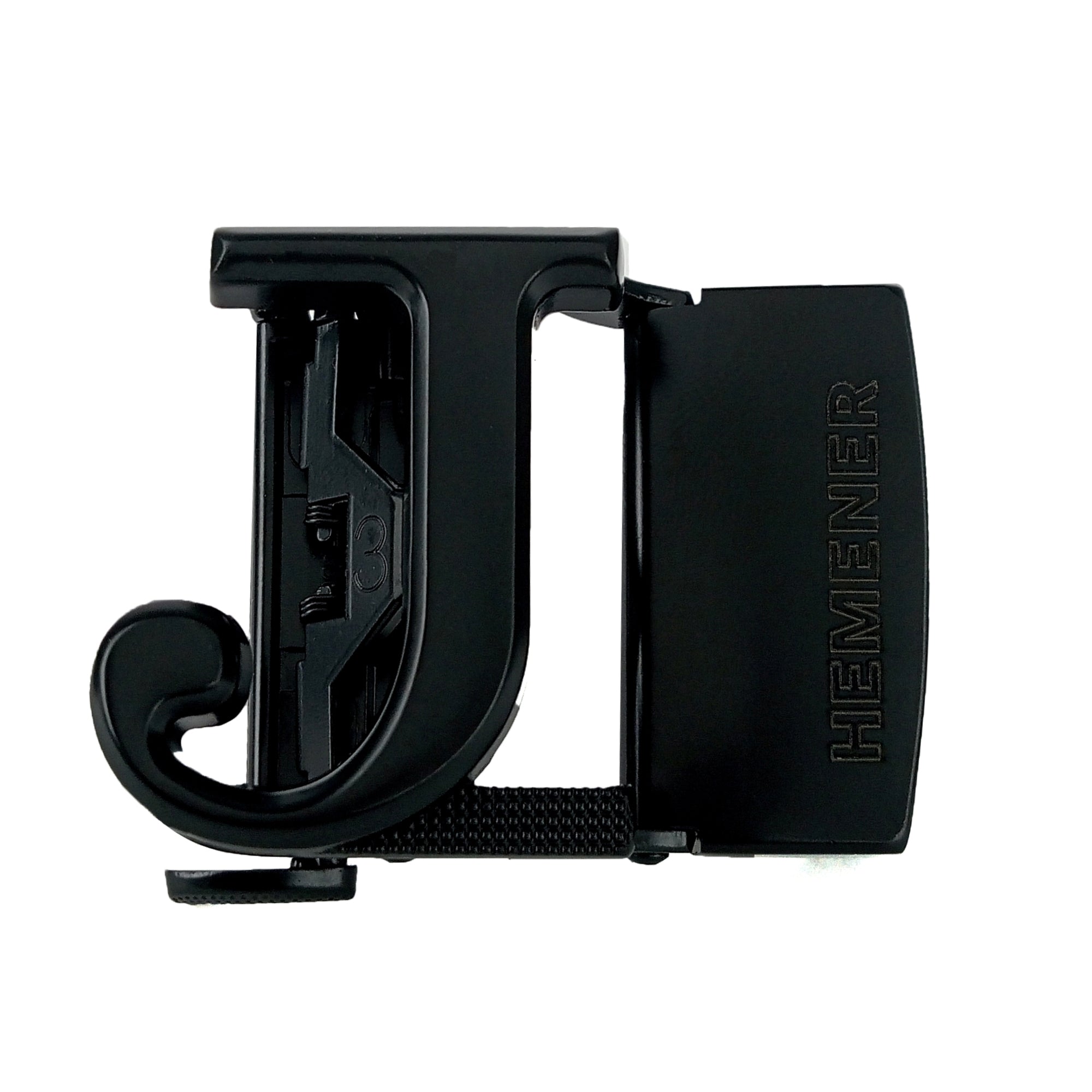 Hemener Men J Letter Metal Auto Grip Black Matte Buckle