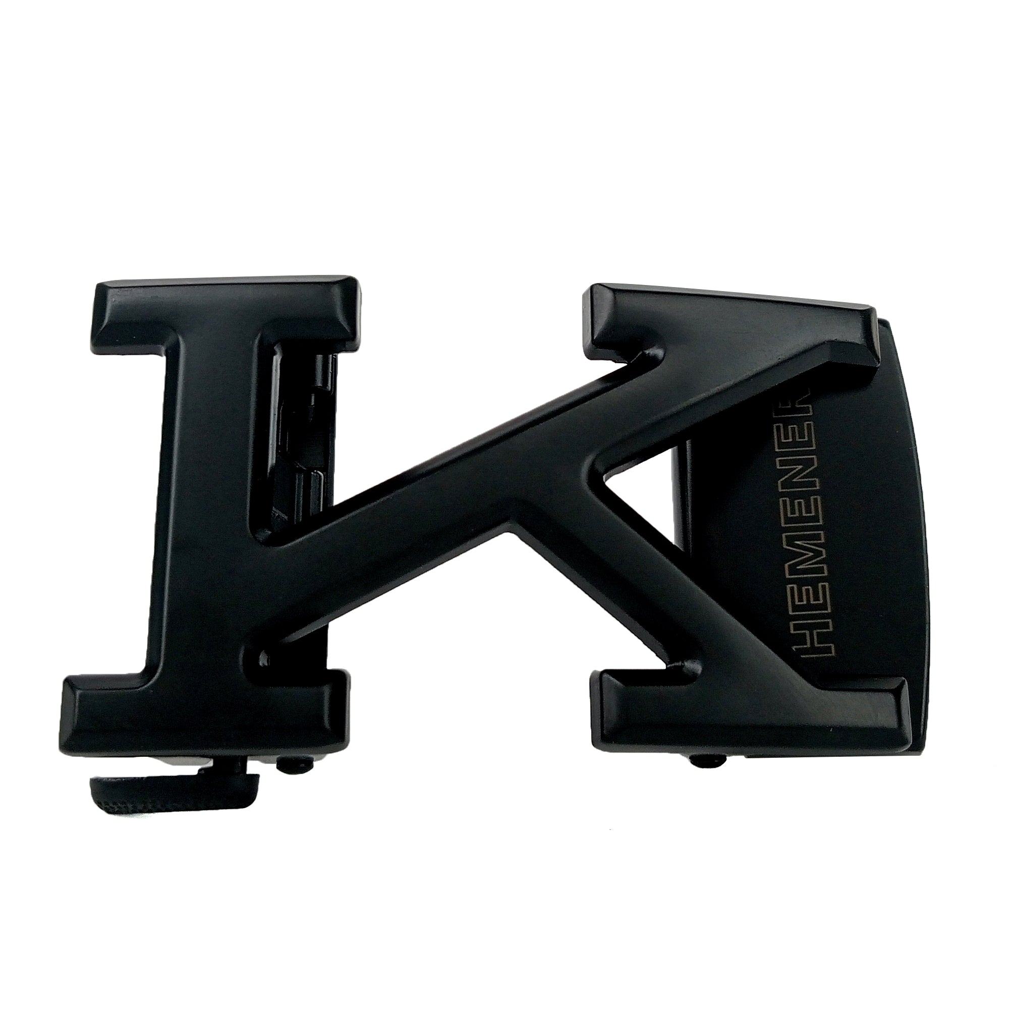 Hemener Men K Letter Metal Auto Grip Black Matte Buckle