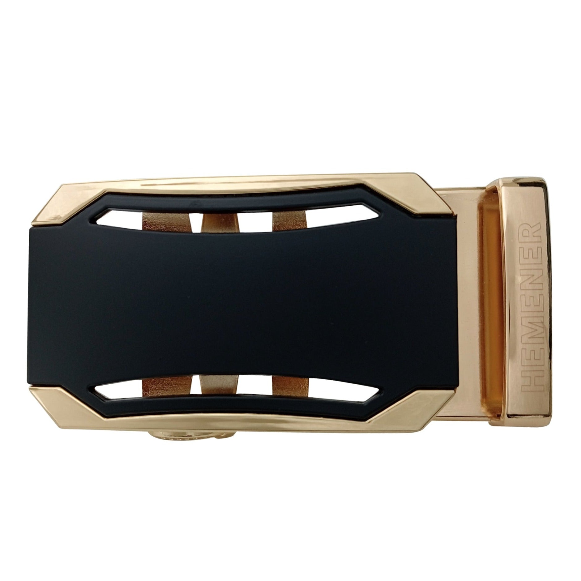 Hemener Men Metal Auto Grip Golden Glossy Buckle