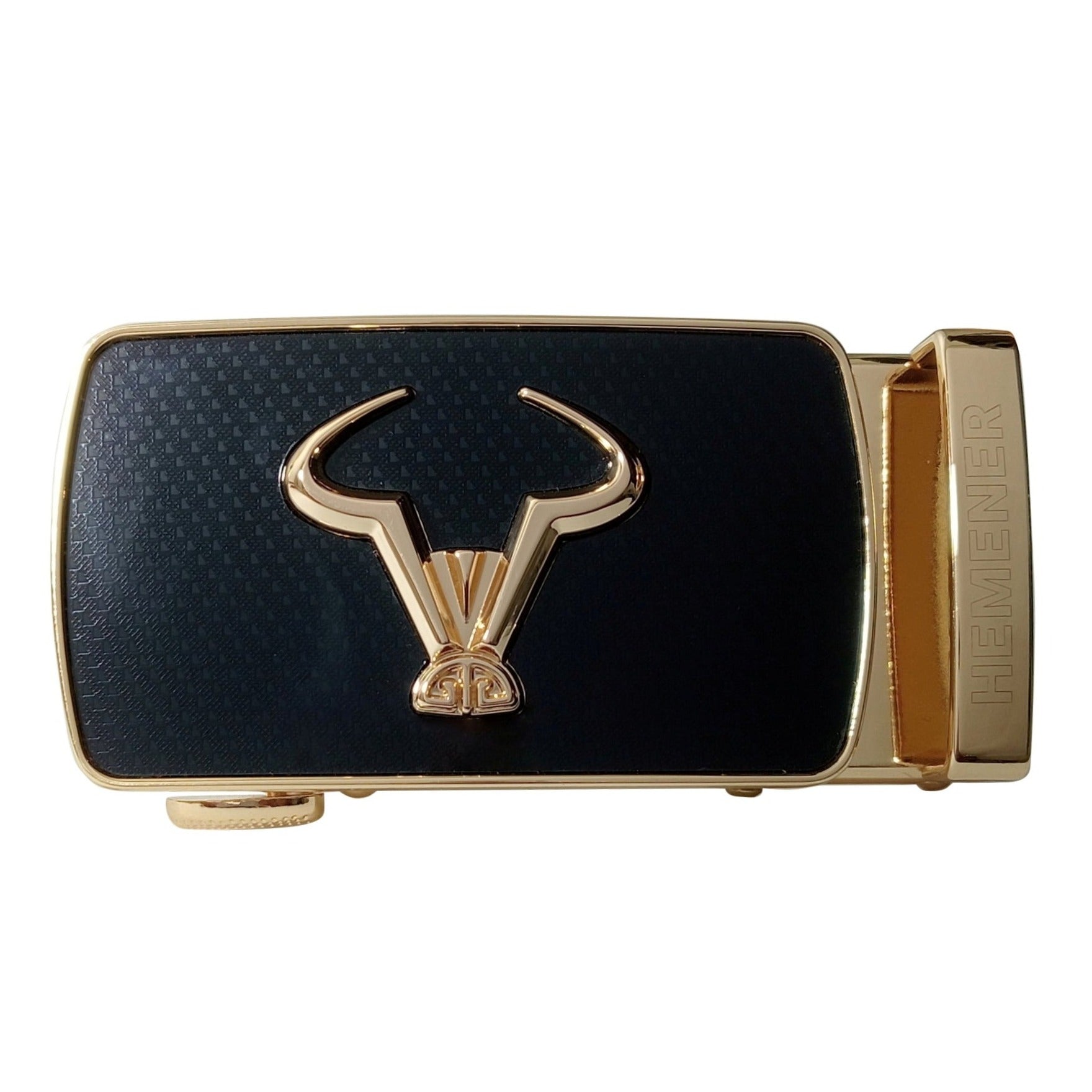 Hemener Men Metal Auto Grip Golden Glossy Buckle