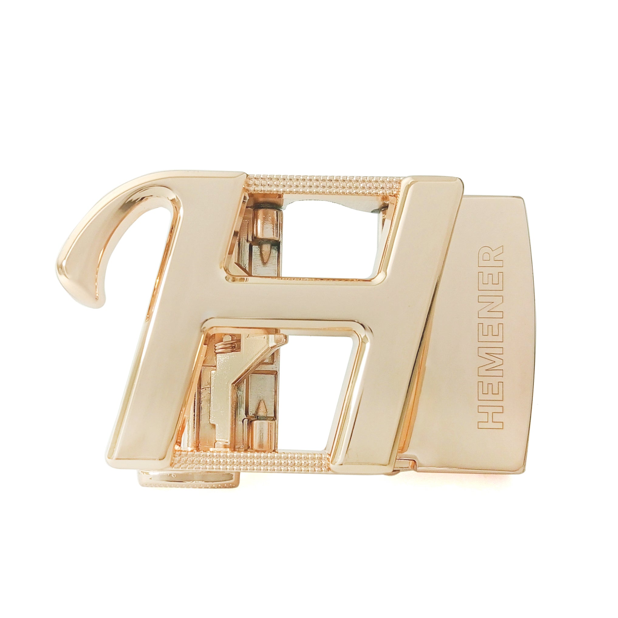 Hemener Men H Letter Metal Auto Grip Golden Glossy Buckle