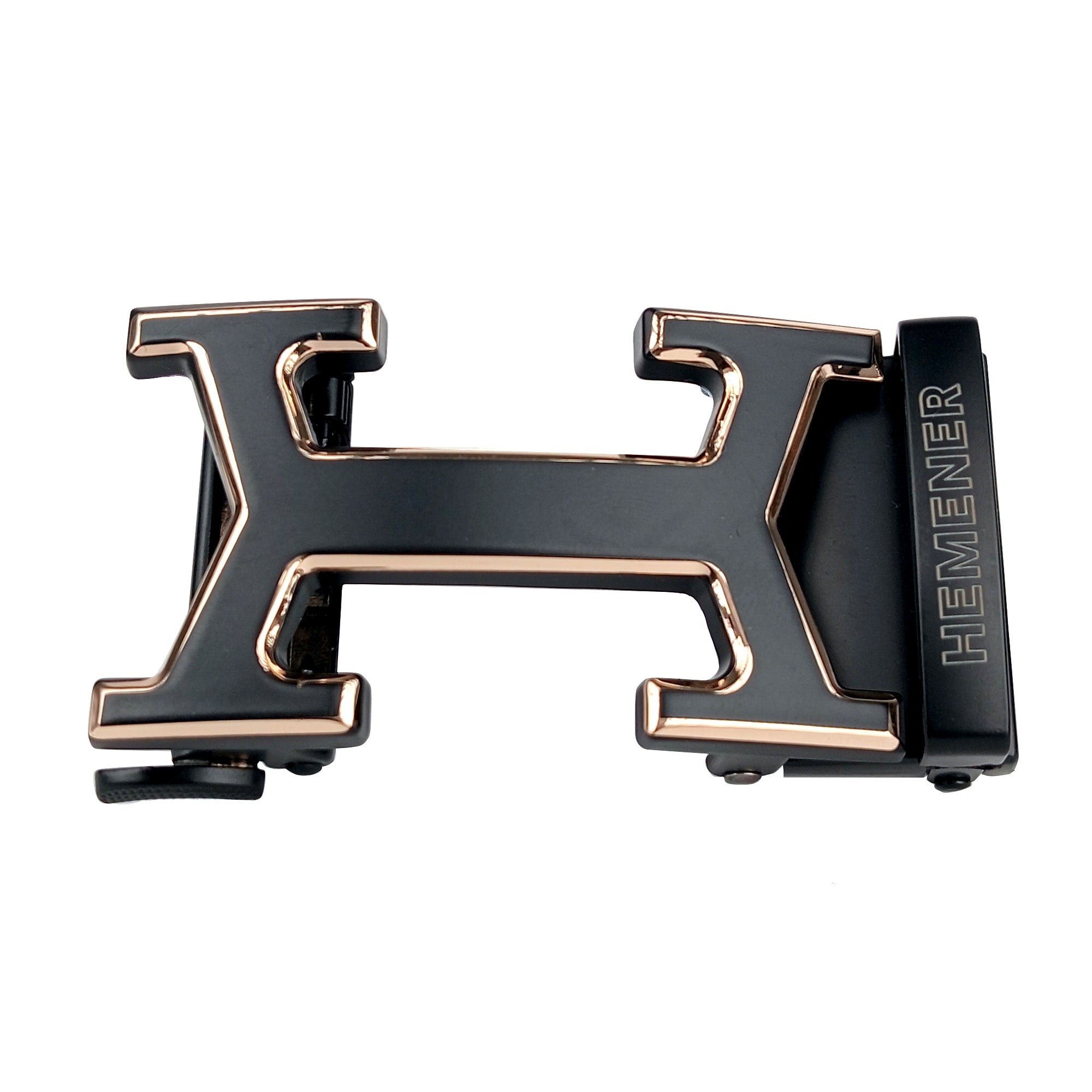 Hemener Men Metal Auto Grip Golden Glossy Buckle