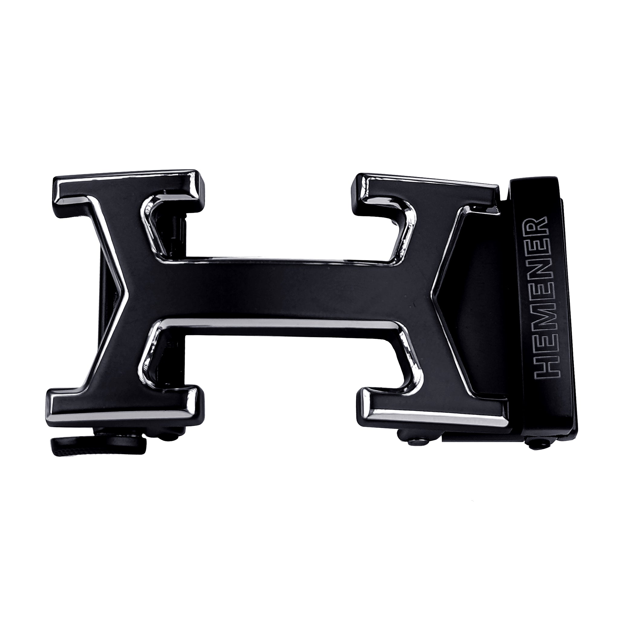 Hemener Men Metal Auto Grip Silver Alloy Buckle