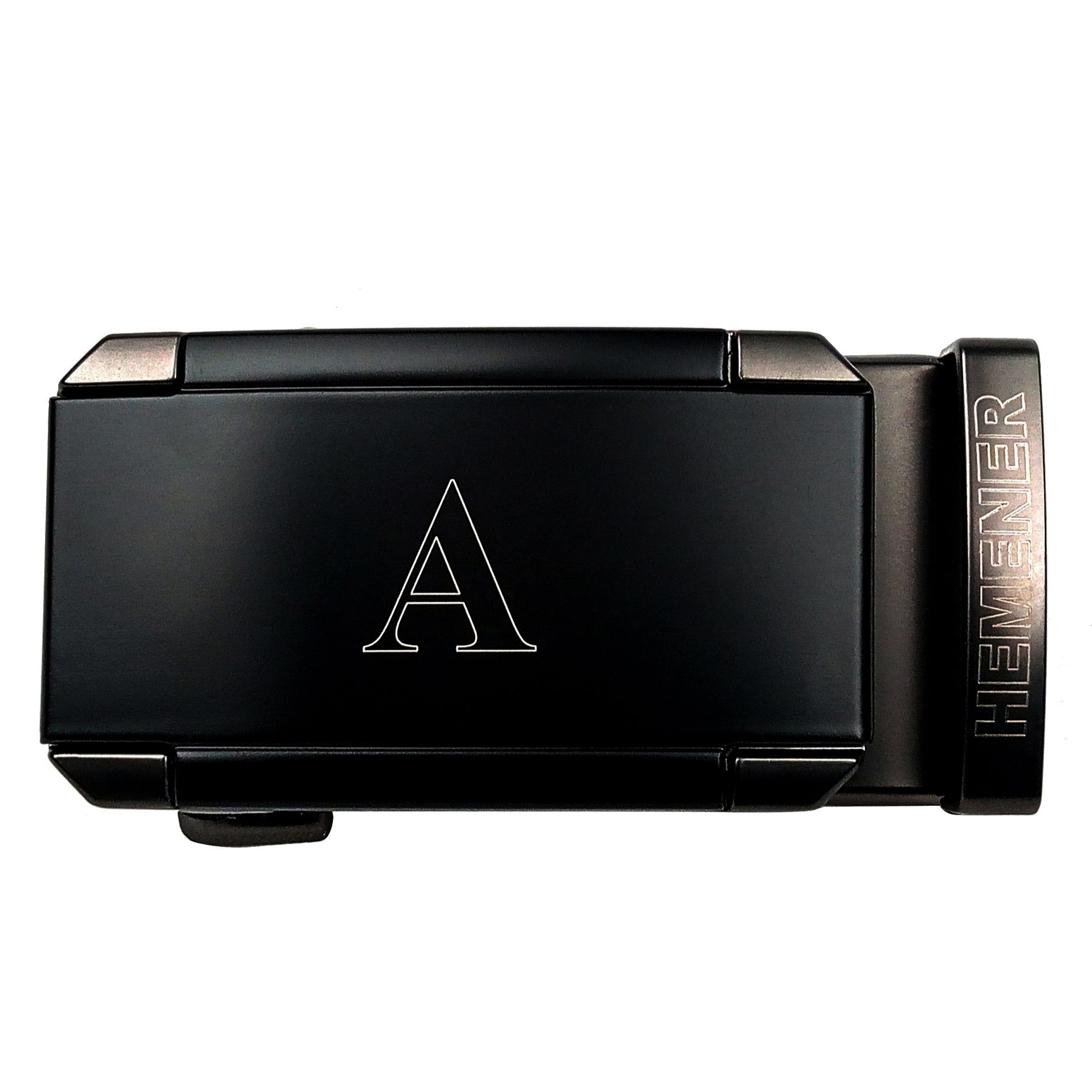 Hemener Men A Letter Metal Auto Grip Black Matte Buckle