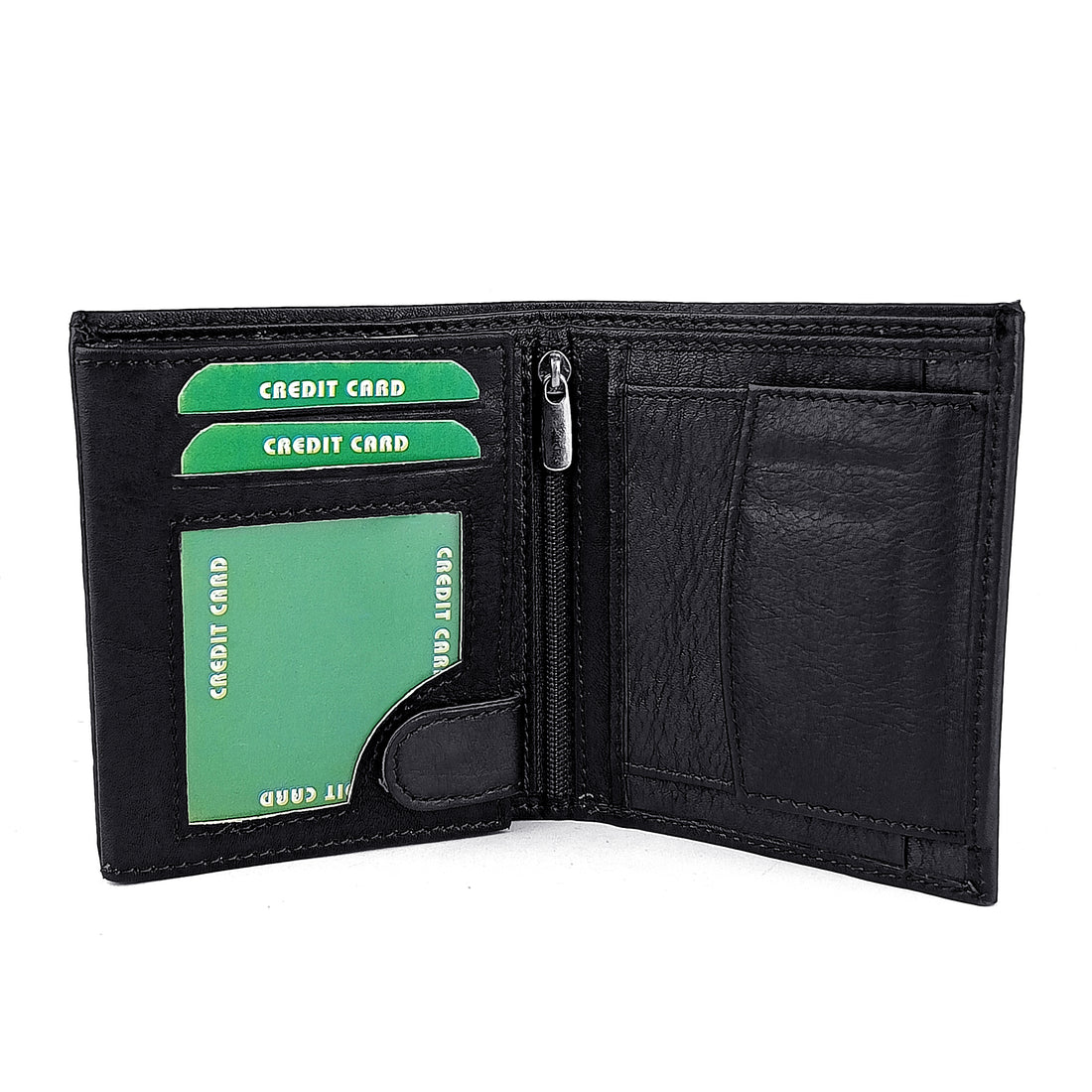 Hemener Men  Black Genuine Leather Wallet