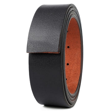 Hemener Men Pin Hole Black Genuine Leather Strap