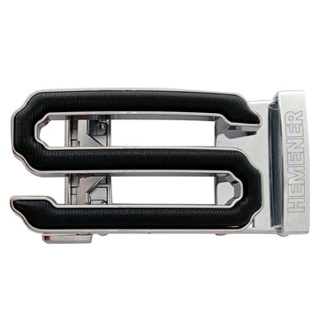 Hemener Men S Letter Metal Auto Grip Silver Glossy Buckle