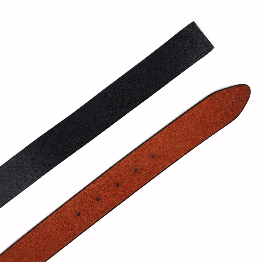 Hemener Men Pin Hole Black Genuine Leather Strap