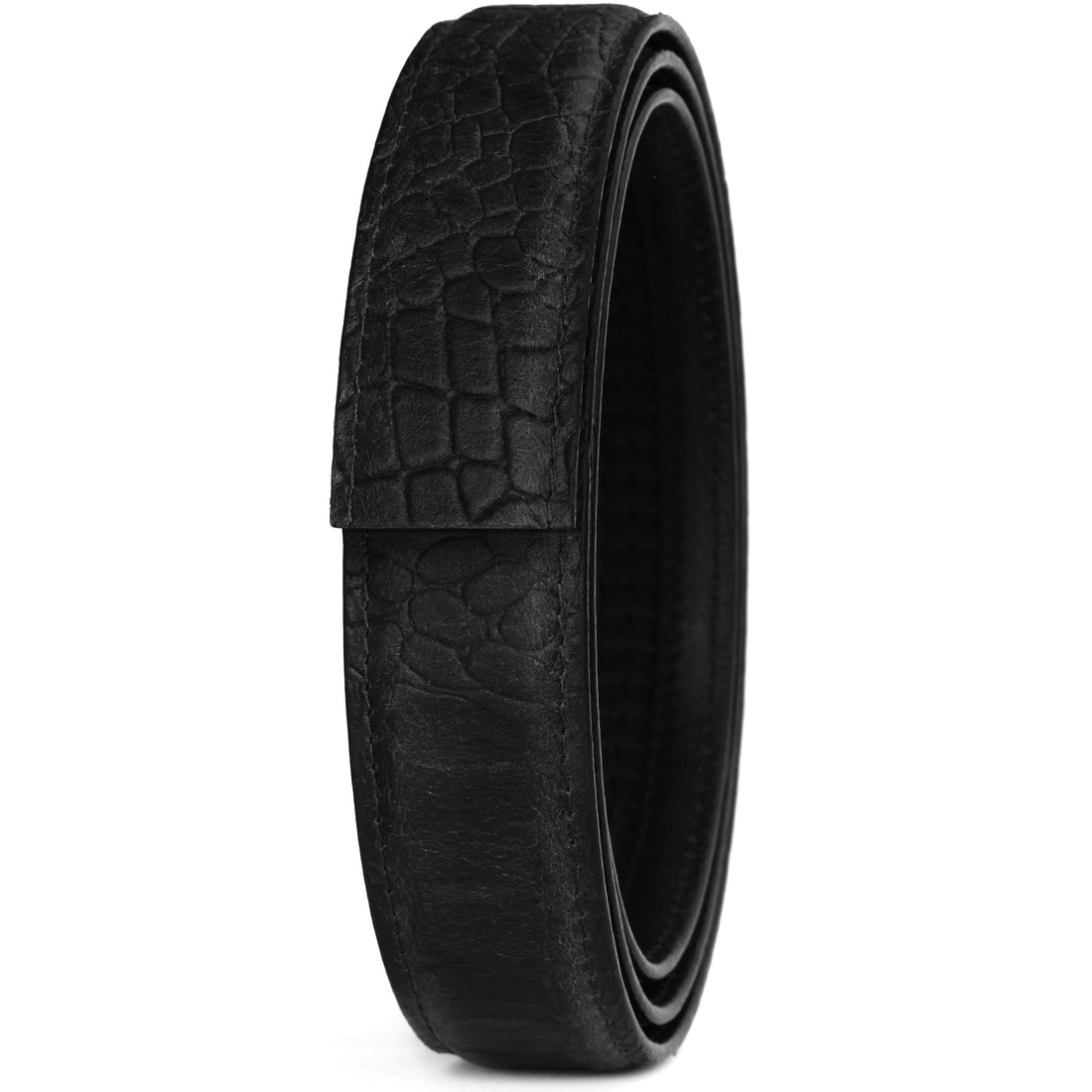Hemener Men Autogrip Black Croc Pattern Genuine Leather Strap