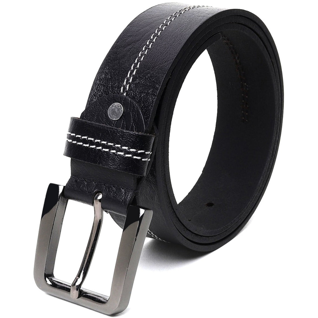 Hemener Men Black Genuine Leather Belt
