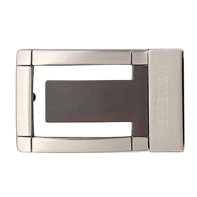 Hemener Men Metal Pin Hole Silver Buckle