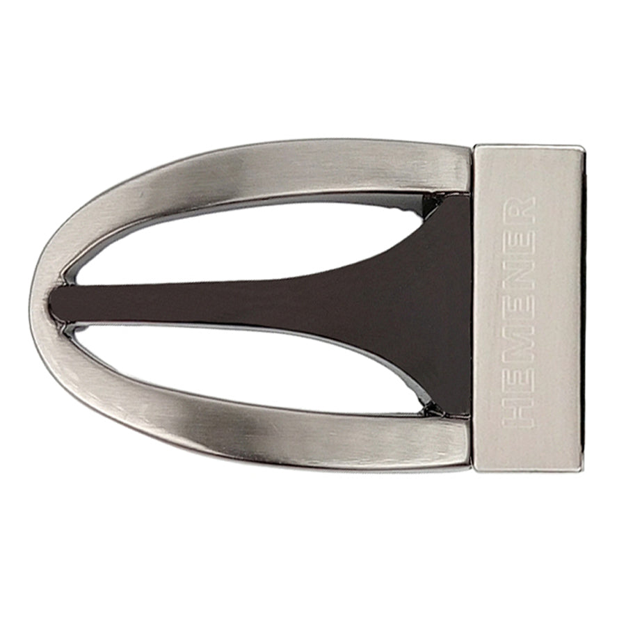 Hemener Men Metal Pin Hole Silver Buckle