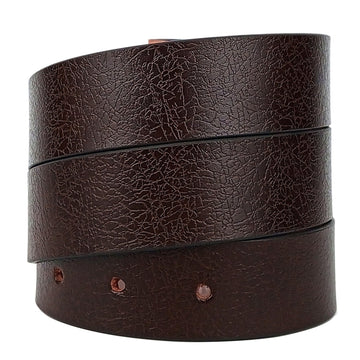 Hemener Men Pin Hole Dark Brown Genuine Leather Strap