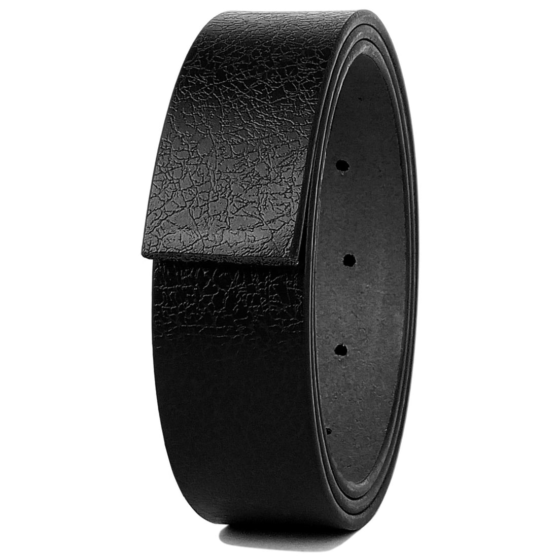 Hemener Men Pin Hole Black Genuine Leather Strap