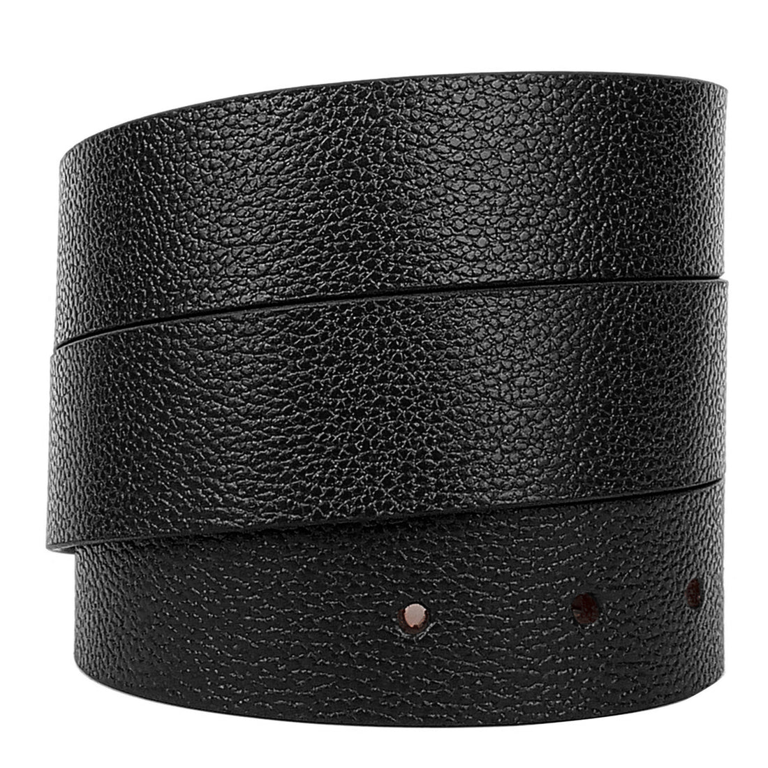 Hemener Men Pin Hole Black Genuine Leather Strap