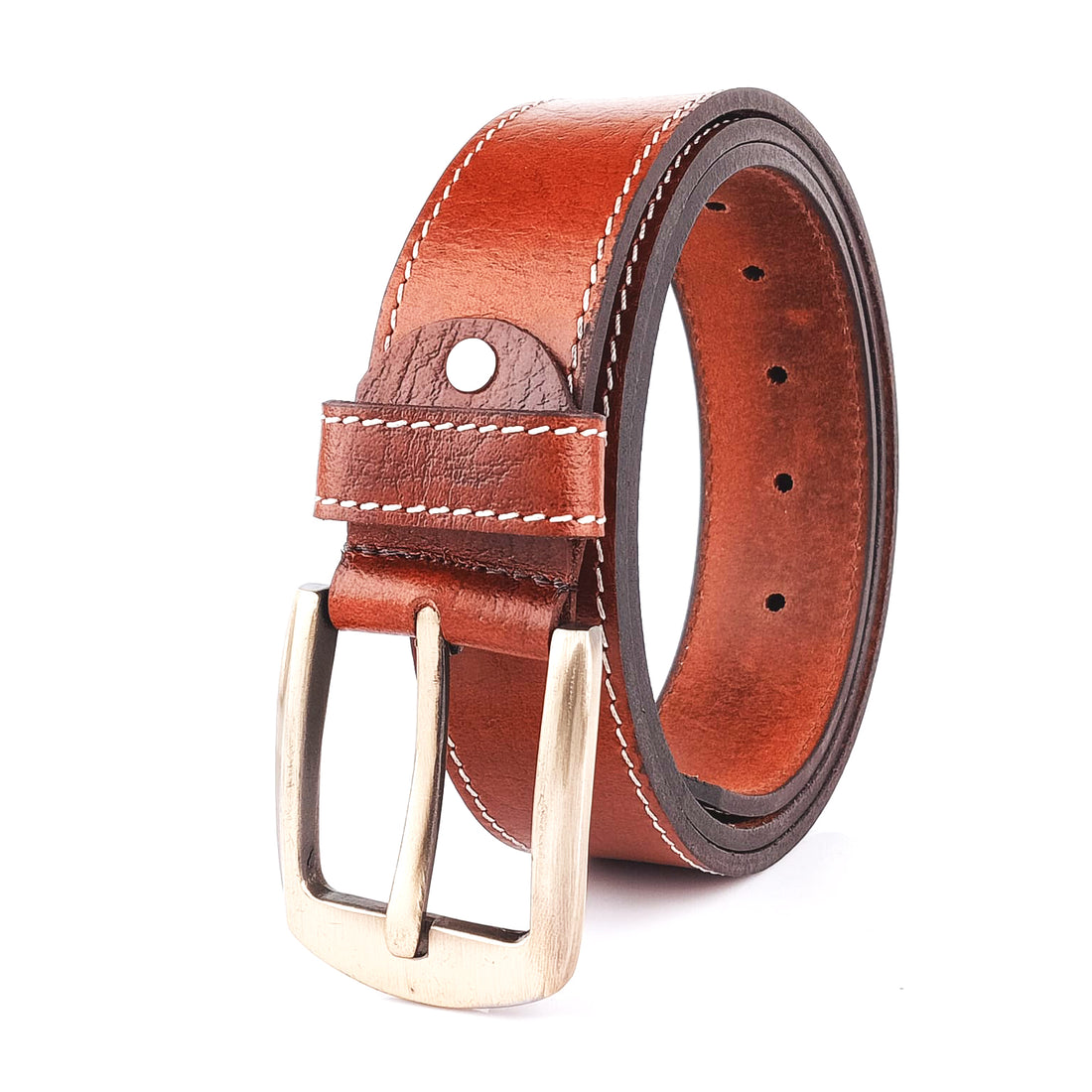 Hemener Men Dark Brown Genuine Leather Belt