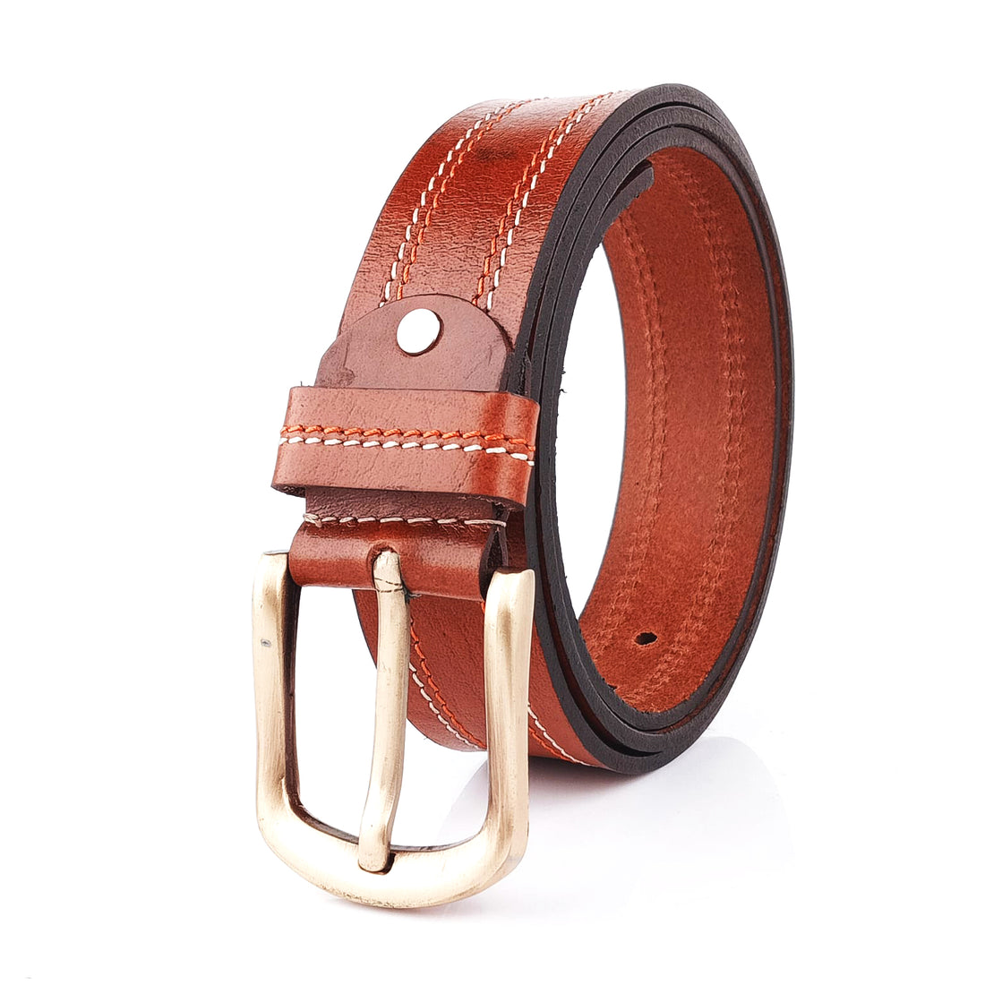 Hemener Men Dark Brown Genuine Leather Belt