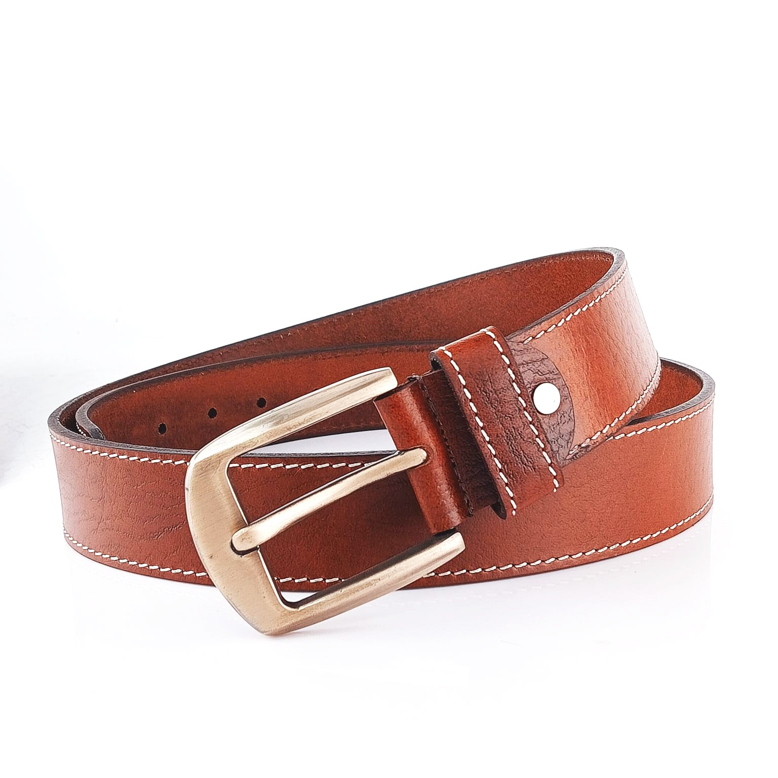 Hemener Men Dark Brown Genuine Leather Belt