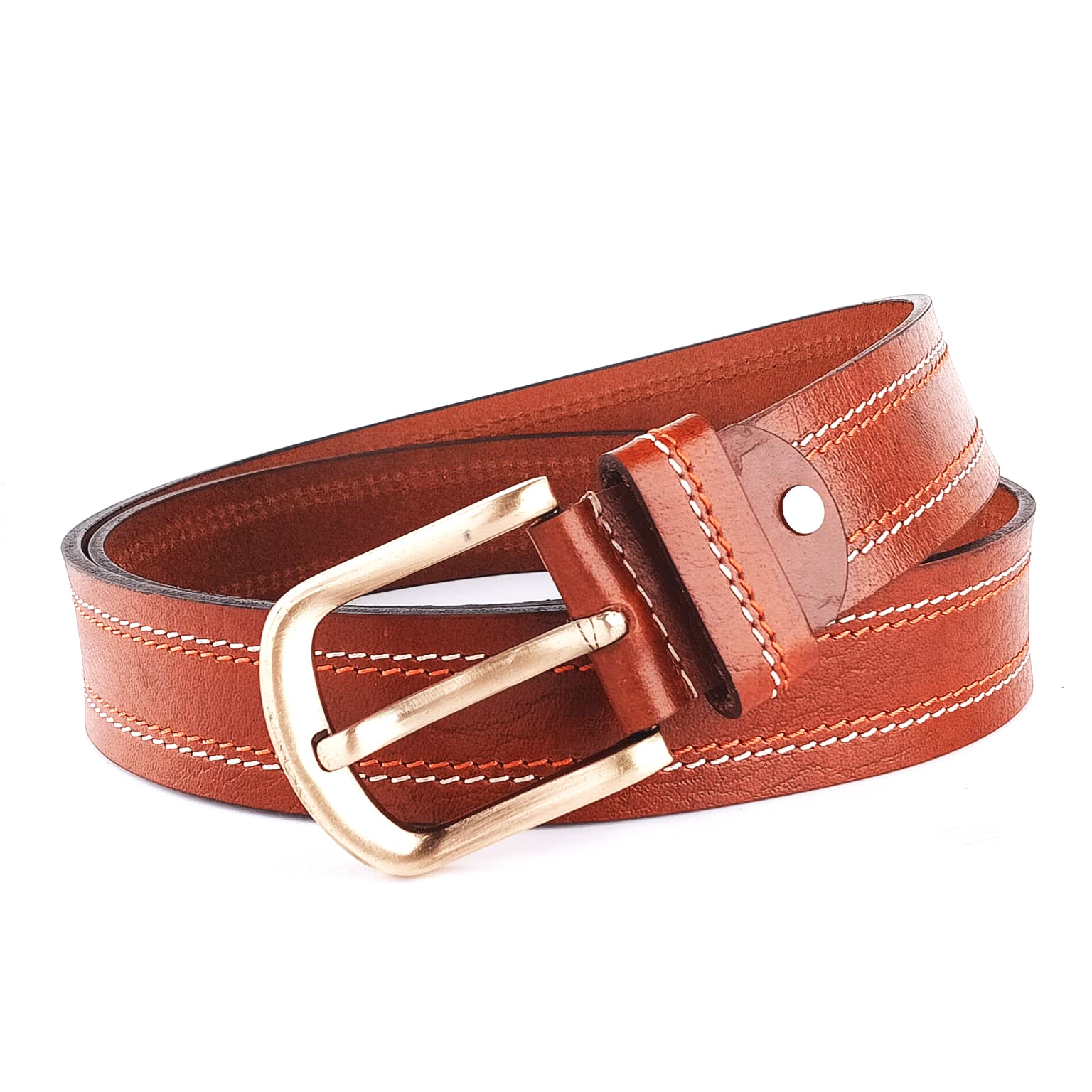 Hemener Men Dark Brown Genuine Leather Belt