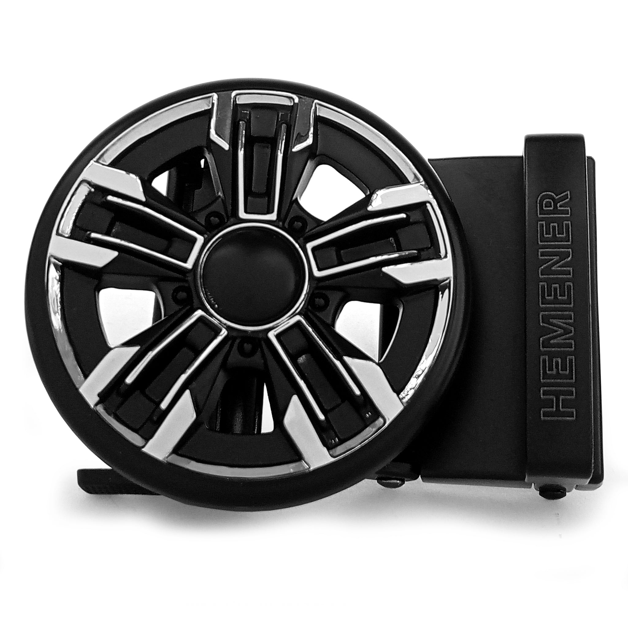 Hemener Men Metal Auto Grip Black Alloy Buckle