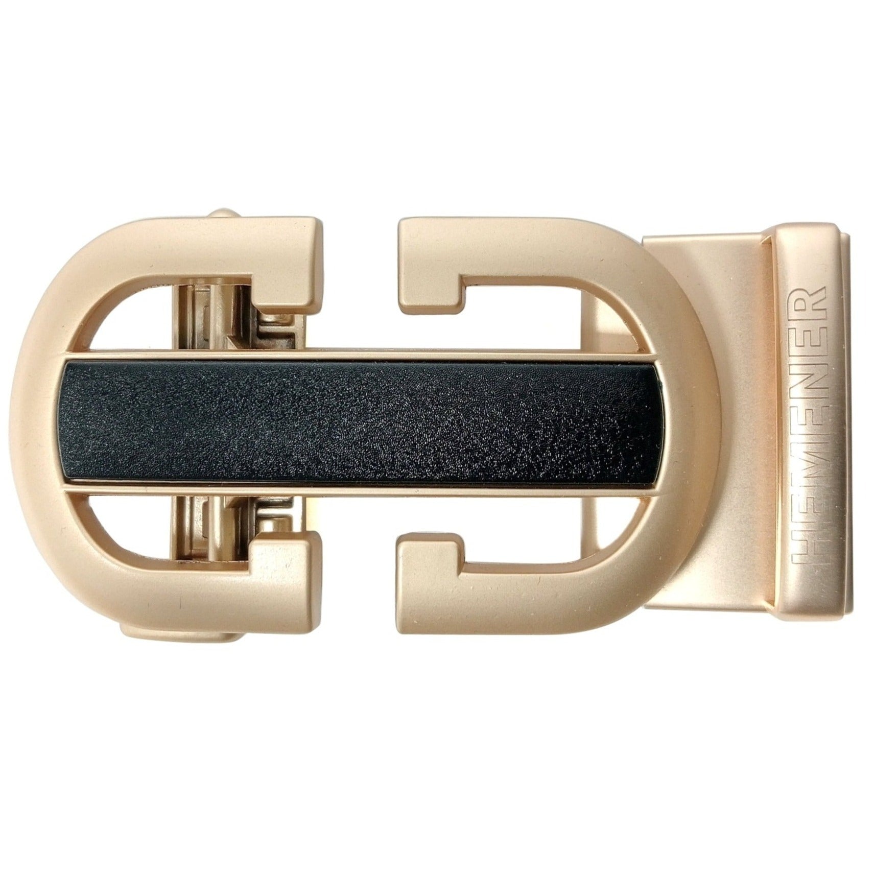 Hemener Men Metal Auto Grip Golden Glossy Buckle