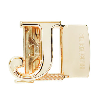 Hemener Men J Letter Metal Auto Grip Golden Glossy Buckle