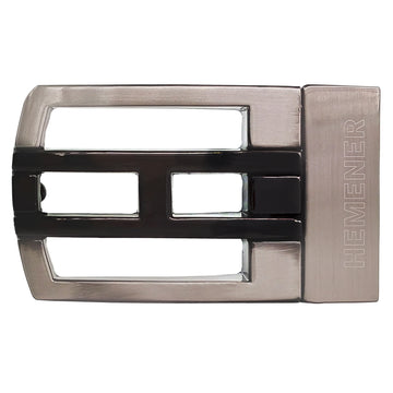 Hemener Men Metal Pin Hole Grey Matte Buckle