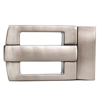 Hemener Men Metal Pin Hole Grey Matte Buckle