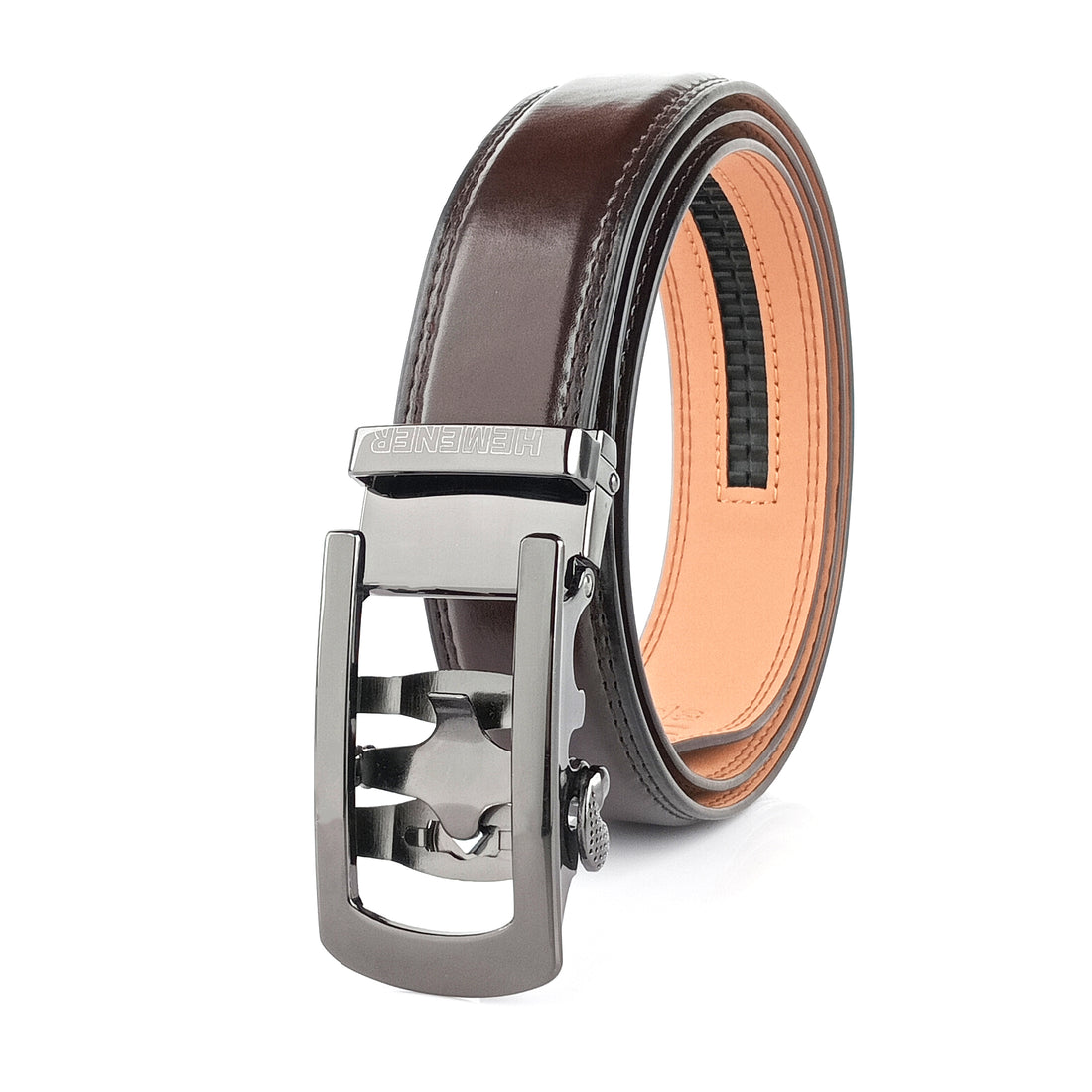 Hemener Men Dark Brown Texas Leather Belt