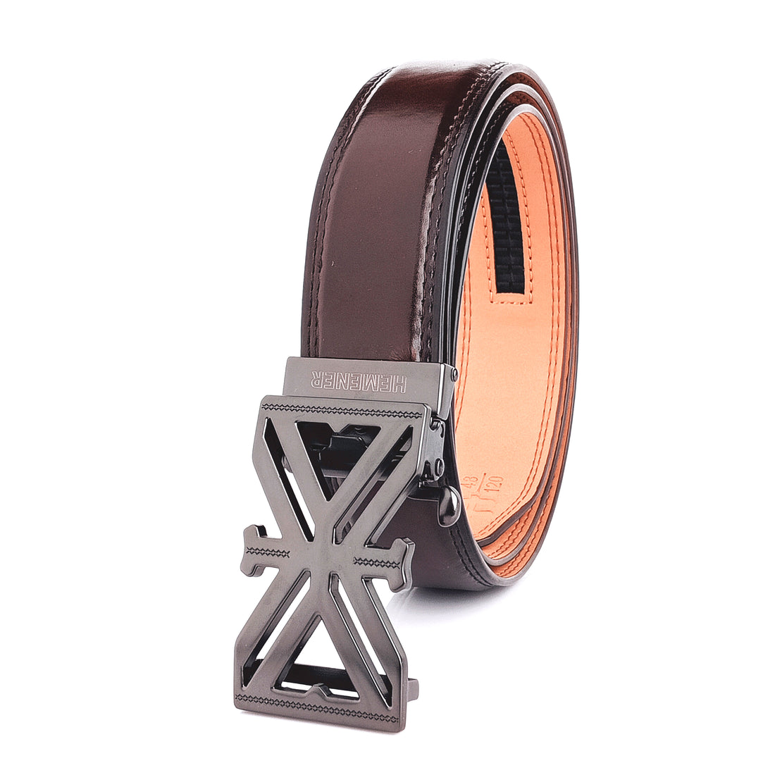 Hemener Men Dark Brown Texas Leather Belt