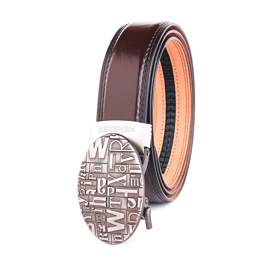 Hemener Men Dark Brown Texas Leather Belt