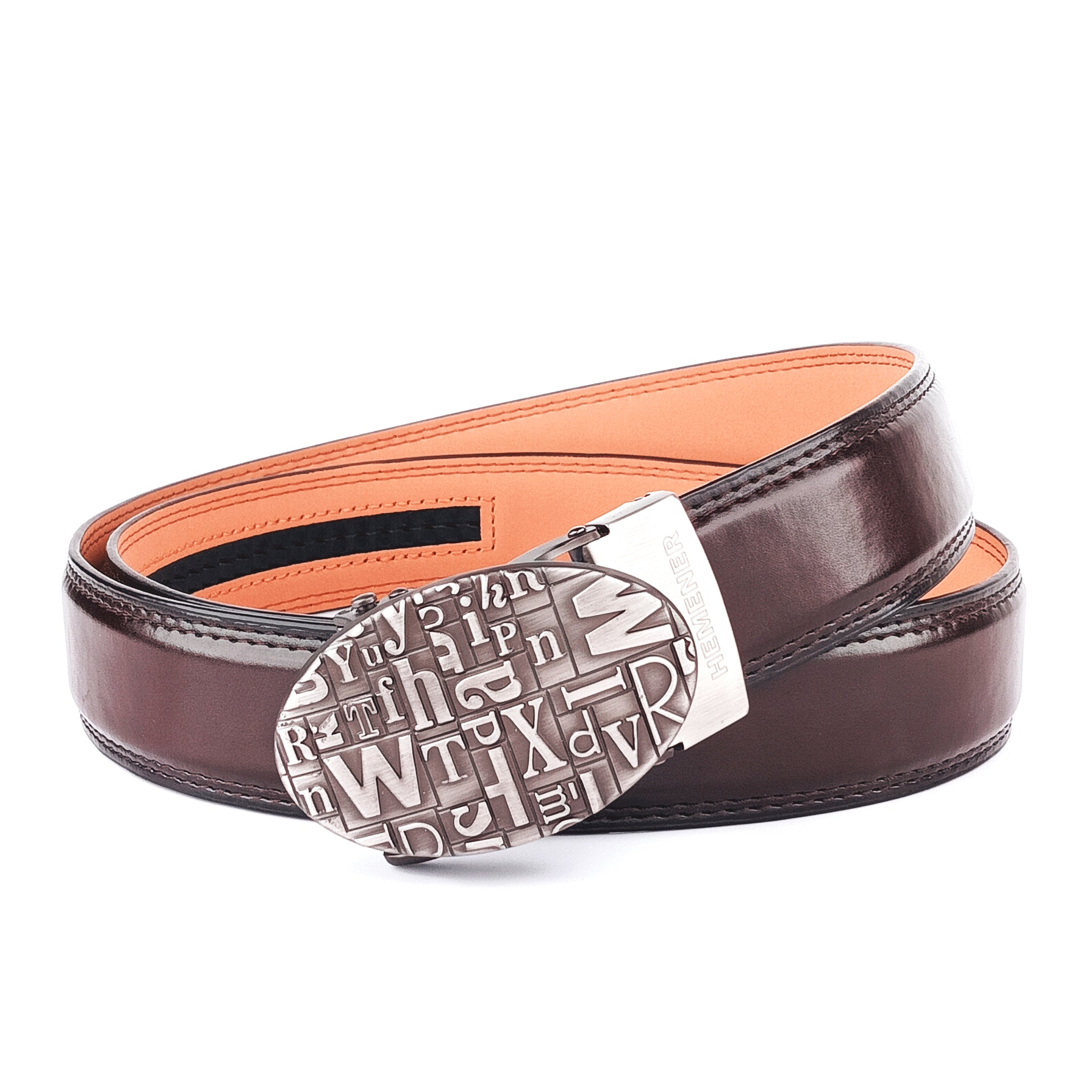 Hemener Men Dark Brown Texas Leather Belt