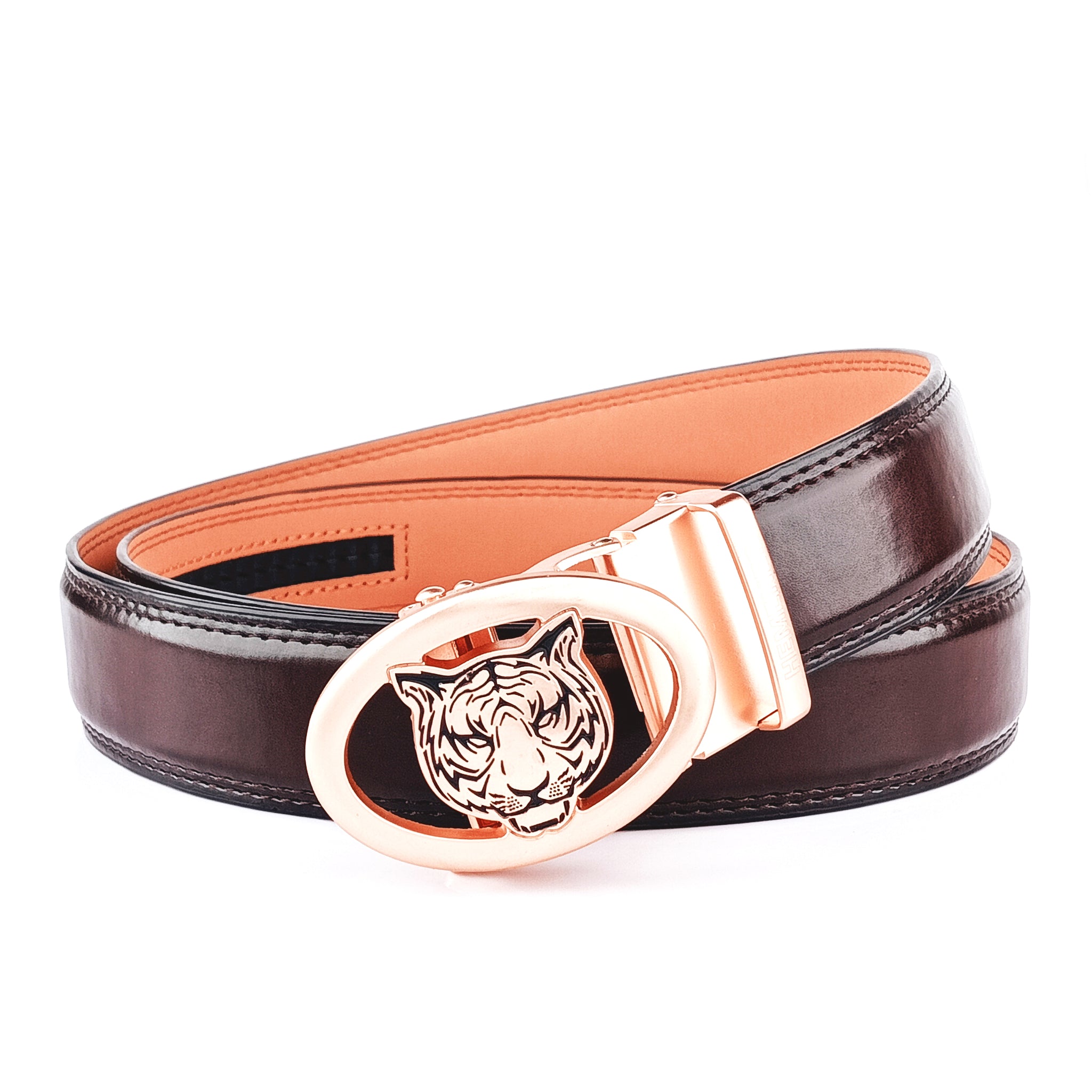 Hemener Men Dark Brown Texas Leather Belt