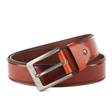 Hemener Men Dark Brown Grain Leather Belt