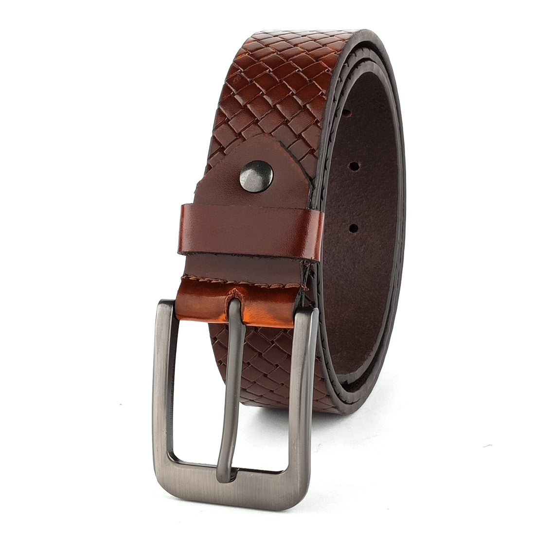 Hemener Men Dark Brown Grain Leather Belt