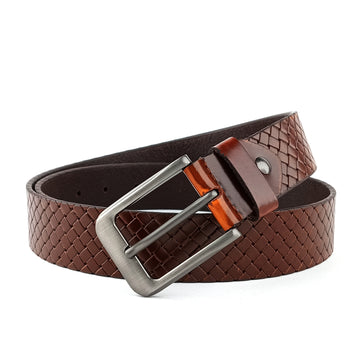 Hemener Men Dark Brown Grain Leather Belt