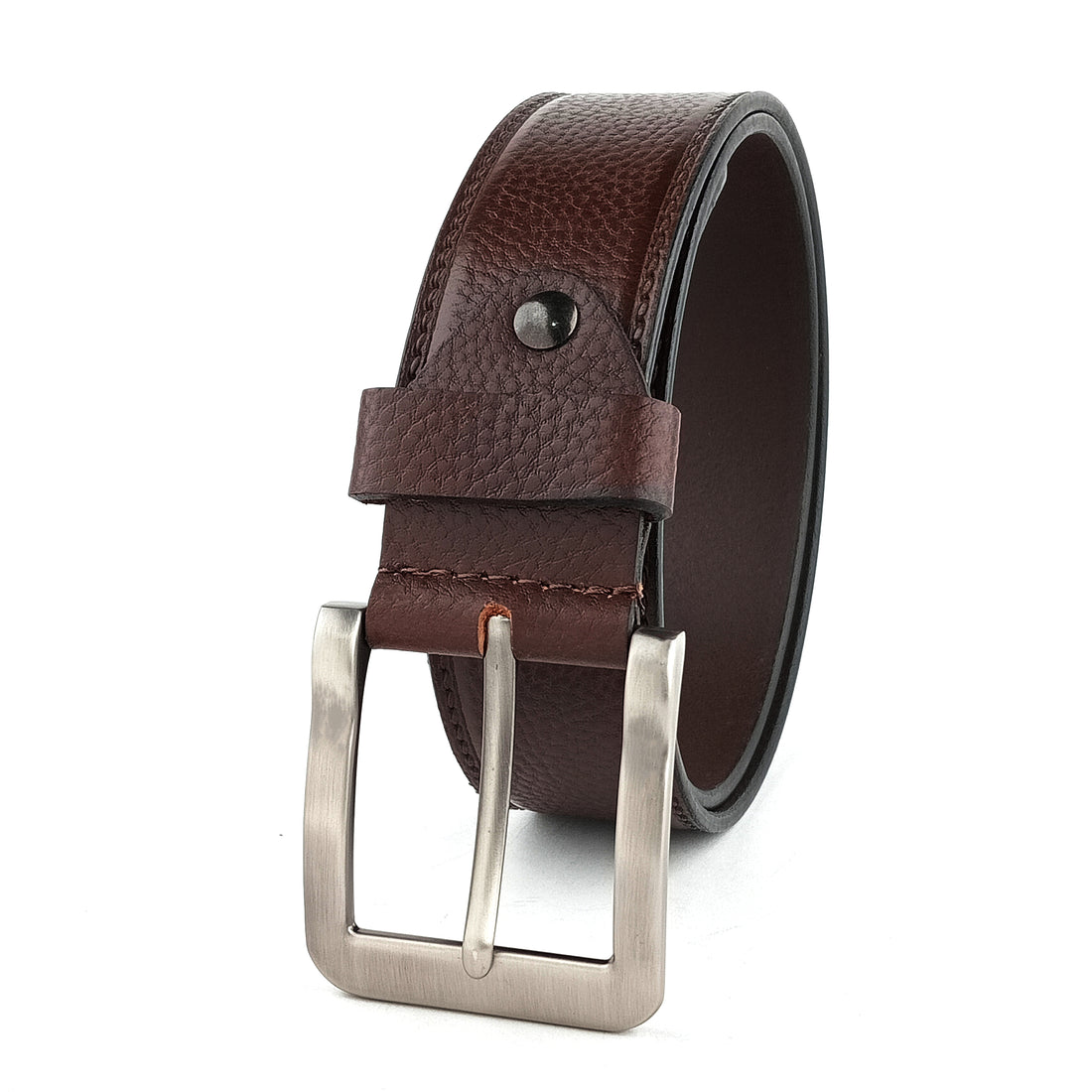 Hemener Men Brown Grain Leather Belt